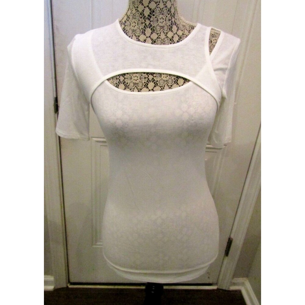 Marcella Tee NWT Top Off White Bowen Cutout Retail $102 Womens Size S - Picture 3 of 12